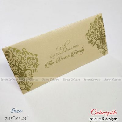 Cream and golden motif print money envelopes for wedding gift