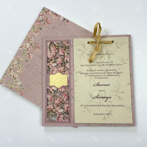lavender lasercut floral invitation