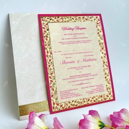 Fuchsia Persian Floral Designer & UV Gold Foil Single Insert #WeddingInvitation