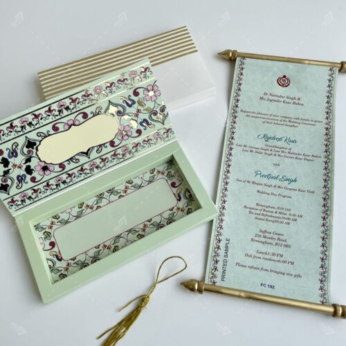 Persian Gold Inlay Design Boxed Scroll Wedding Invitation