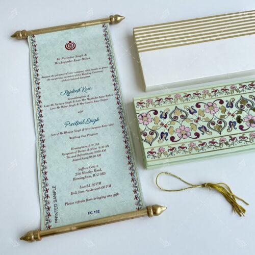 Persian Gold Inlay Design Boxed Scroll Wedding Invitation