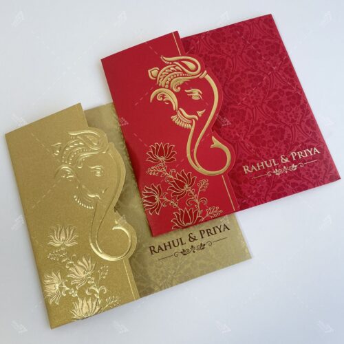 Gold Foil Ganesh in Red & Gold