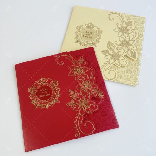 Floral Splash Die Cut Design in Red & Cream