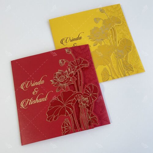 Red & Mustard Floral Bloom Die cut Invitation