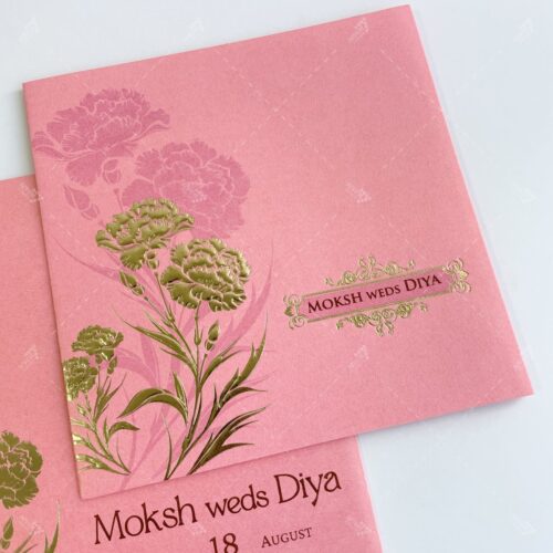 Alternative view of Pastel Pink & Teal Embossed Floral design in Gold Foil