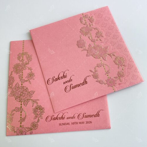 Alternative view of Pastel Pink & Teal Floral Designer Die Cut Invitation