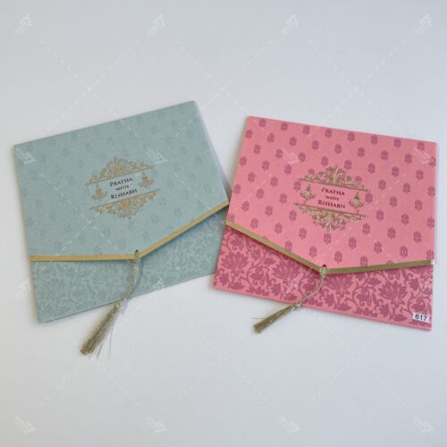 Pastel Pink & Teal Golden Tassel Invitation
