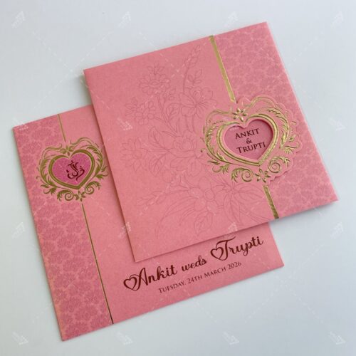 Alternative view of Heart Design diecut in twin colours pastel pink & teal