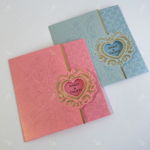 Heart Design diecut in twin colours pastel pink & teal