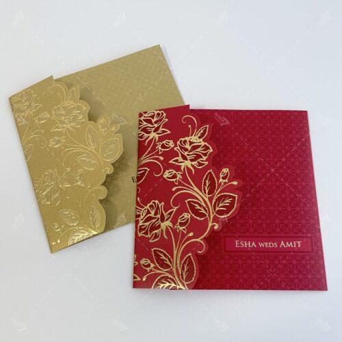 Blooming Rose foiled and embossed in die cut - Red & Gold