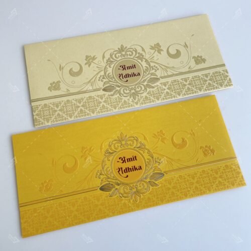 Horizontal Invitation in Mustard & Cream colours