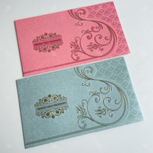 Twining Pastel Pink & Teal Traditional Invitation