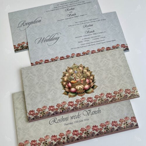 Shri Vishnu and Ma Laxmi Blessings on Wedding Invitation