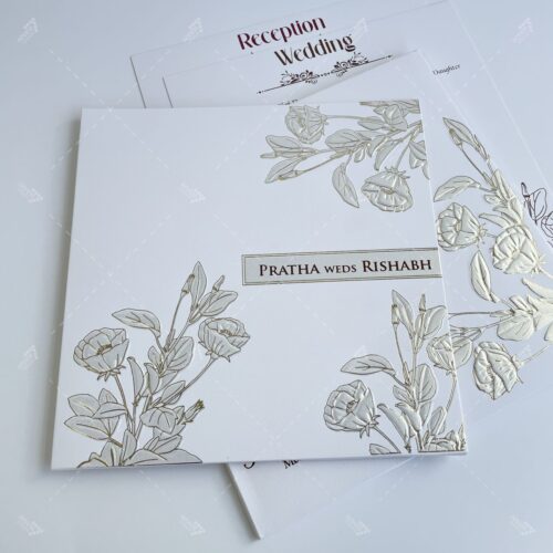 Pearl White Floral Wedding Invitation