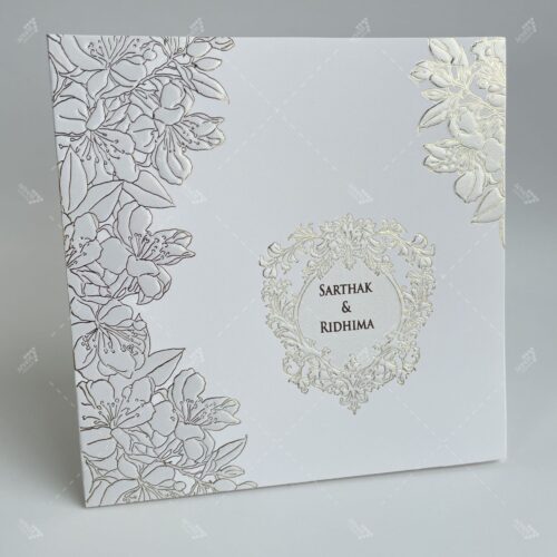 Pearl White Floral Wedding Invitation