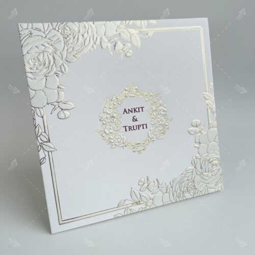 Pearl White Floral Wedding Invitation