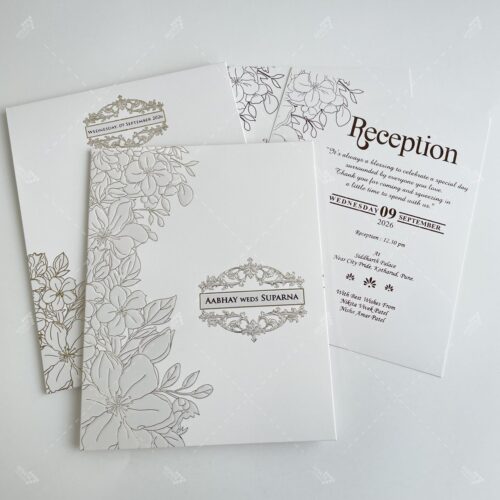Pearl White Floral Wedding Invitation