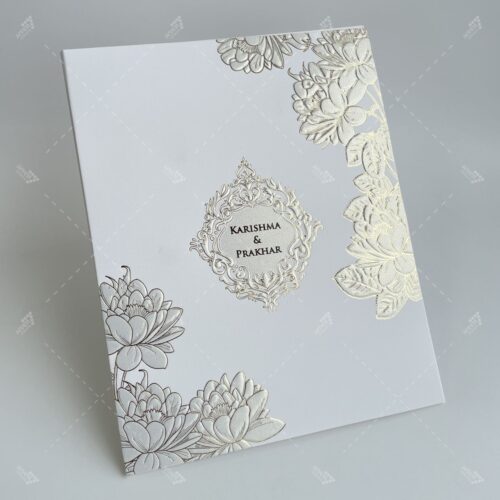 Pearl White Floral Wedding Invitation