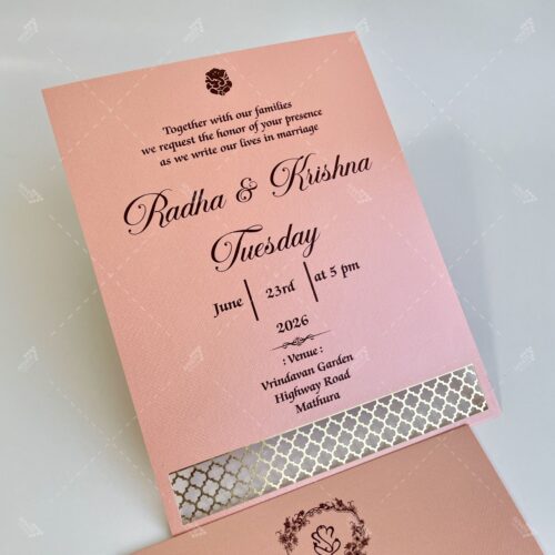 Single Sheet Shinny Peach Lasercut Gold Bottom