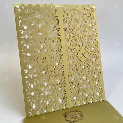 Personalized Initials Lasercut Invitation Design in Olive