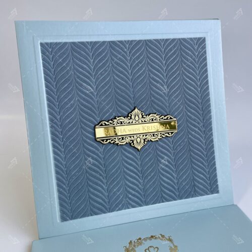 Embossed Design Wooly in Powder Blue Wedding Invitation