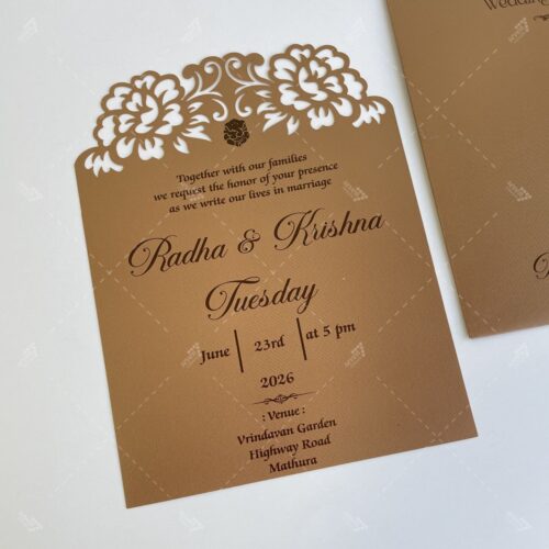 Single Sheet Shinny Textured Golden Brown Marigold Design Lasercut
