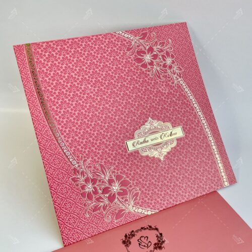 pink and Gold Square wedding invitation