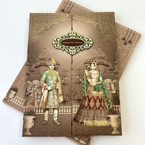 Bride and Groom Theme Indian Wedding Card