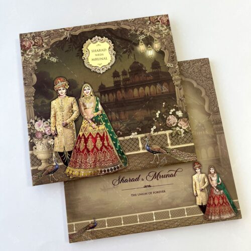 Bride and Groom Theme Indian Wedding Card