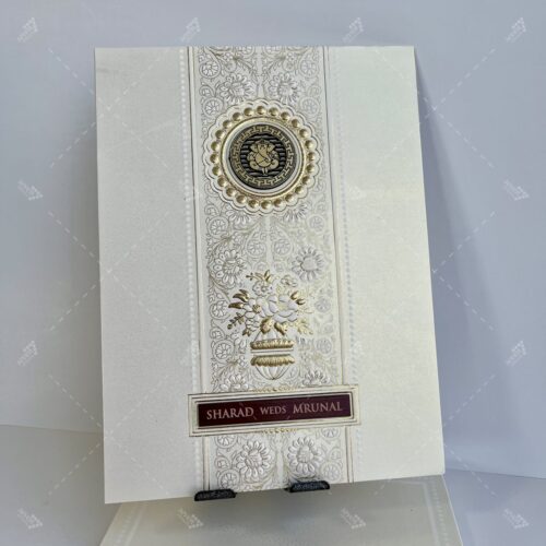 Tamil White and Gold Theme Indian Wedding Card