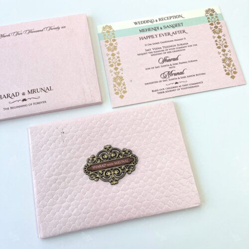 Elegant Simple Minimalistic Wedding Invitation in pastel pink