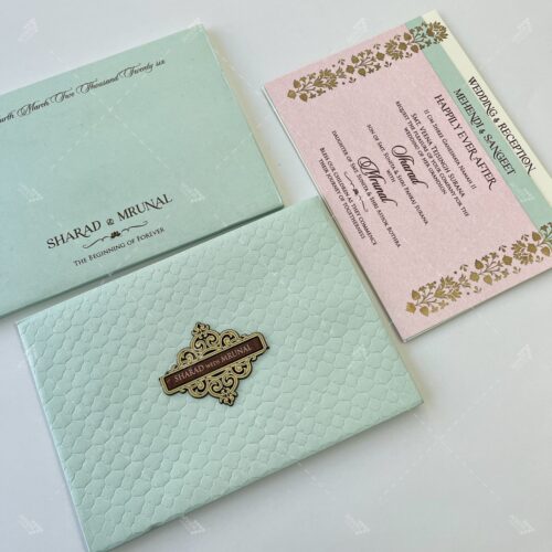 Elegant Simple Minimalistic Wedding Invitation in Mint Green Pastel